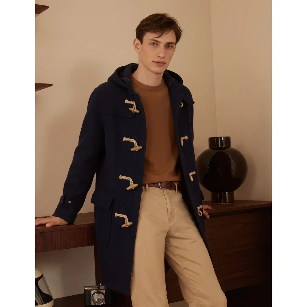 Denim & Supply Ralph Lauren Duffle Coat Mens Small Navy Blue Wool Toggle Hooded